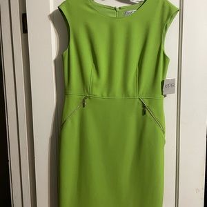 Short sleeve, tea length, lined dress.